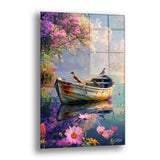 Kayık Üzerinde Kuşlar - Cam Tablo