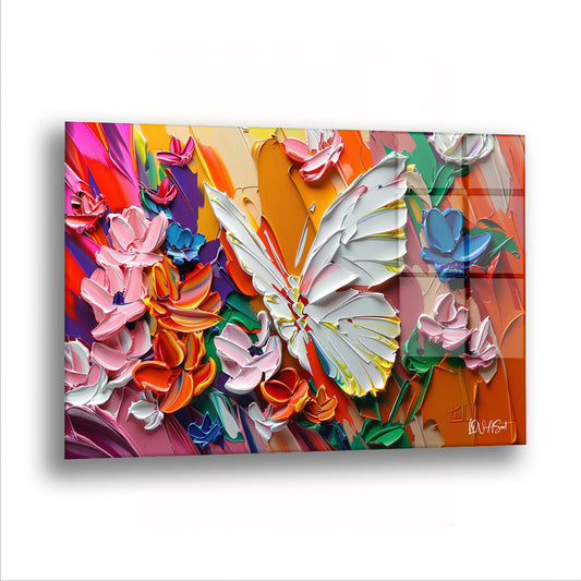 Kelebek Çiçek - Cam Tablo