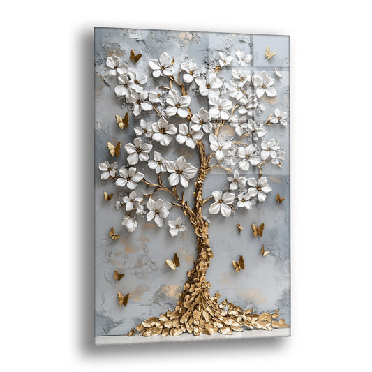 Kelebekli Ağaç - Cam Tablo