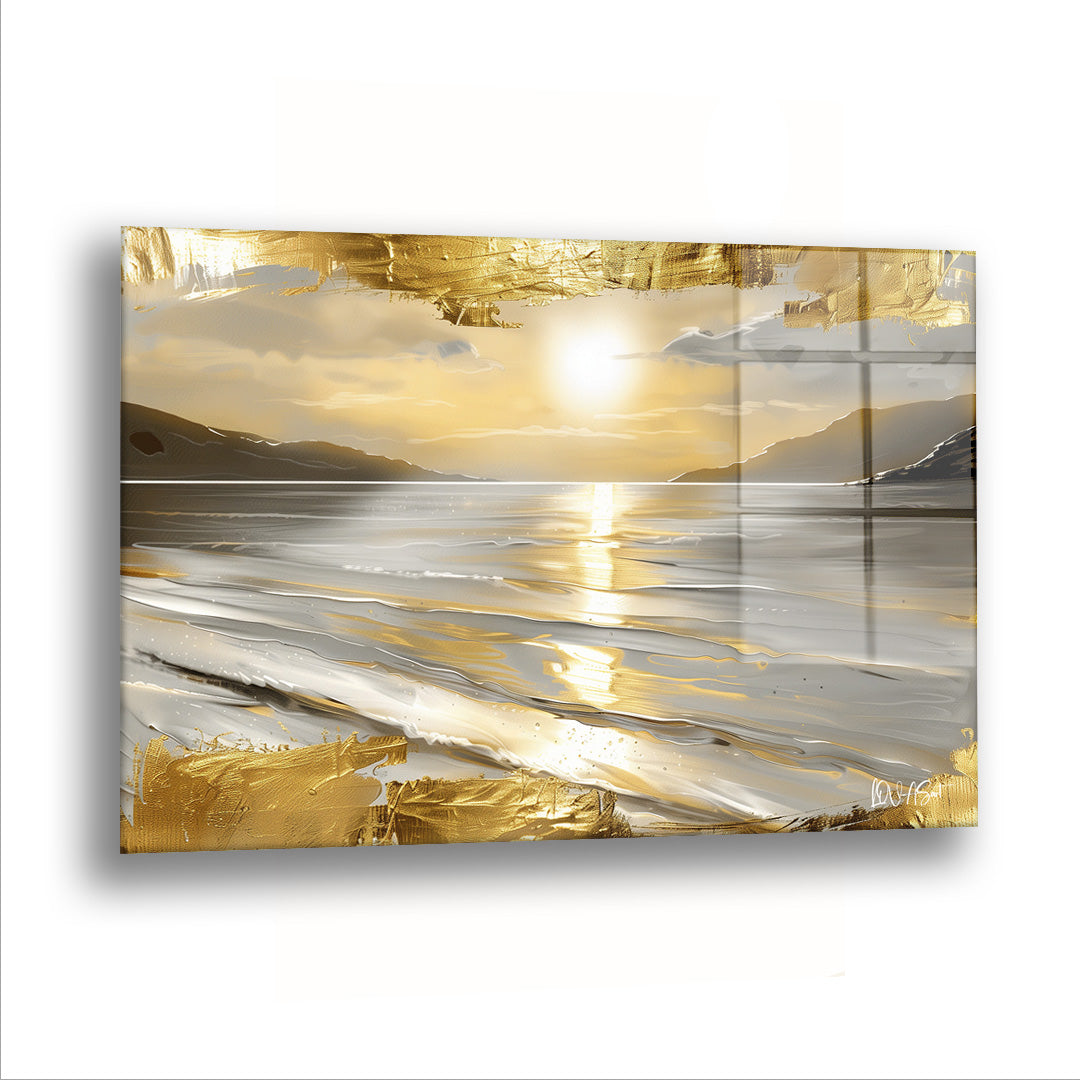 Altın Gün Doğumu - Cam Tablo