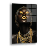 Altın Kolyeli Kadın - Cam Tablo