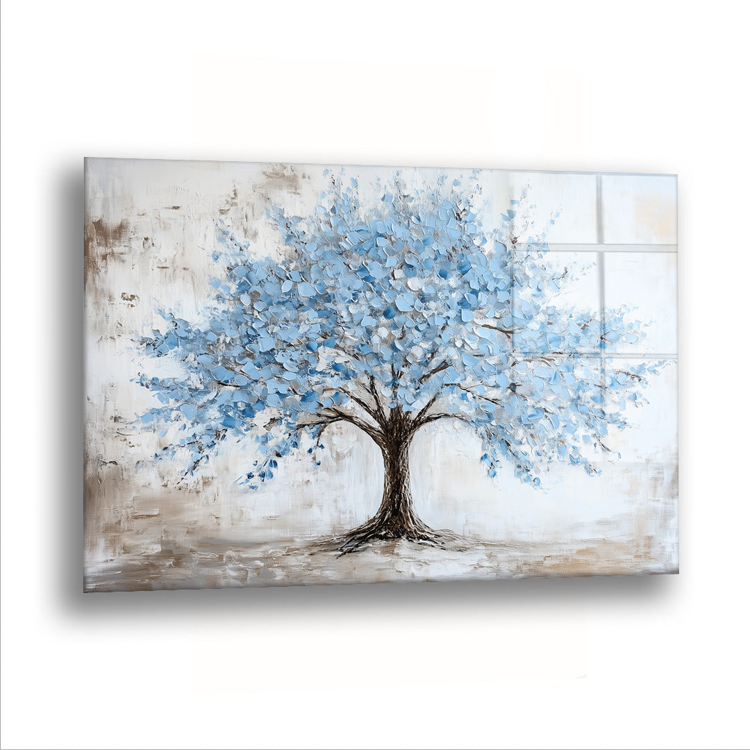 Mavi Güzel Ağaç - Cam Tablo