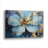 Mavi ve Altın - Cam Tablo