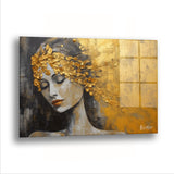 Altın Taçlı Kadın - Cam Tablo