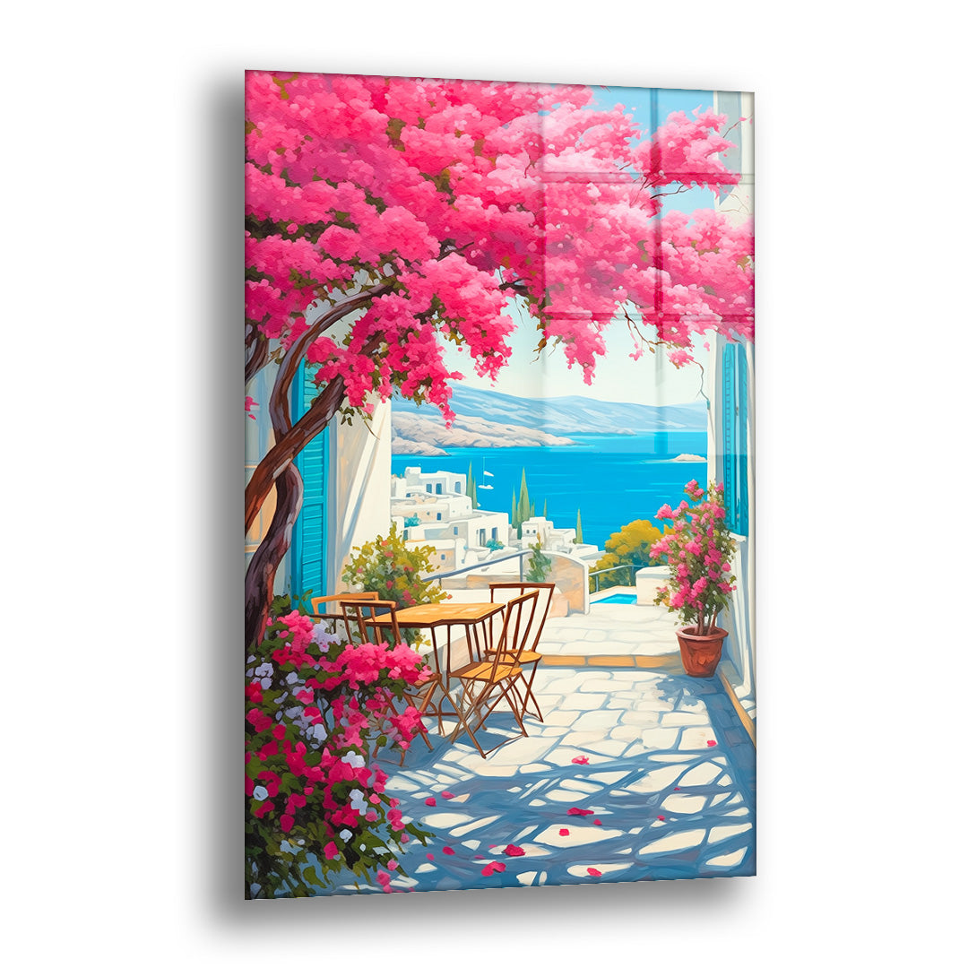 Oturmuş Pembe Güzellik - Cam Tablo