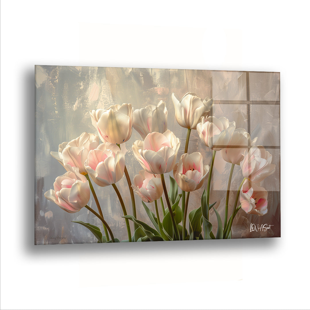 Parlatılmış Çiçekler - Cam Tablo