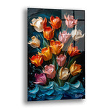 Rengarenk Çiçekler - Cam Tablo