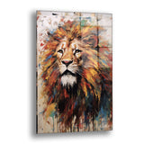 Renkli Yeleli Aslan - Cam Tablo