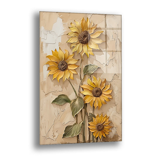 Sarı Papatyalar - Cam Tablo