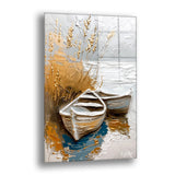 Sazlıktaki Kayıklar - Cam Tablo