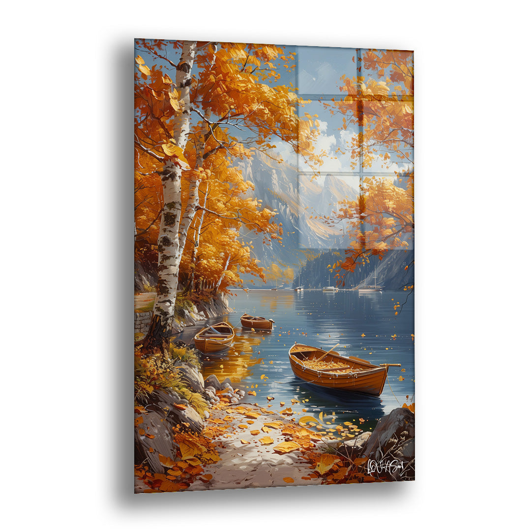Sonbahar Gölü - Cam Tablo