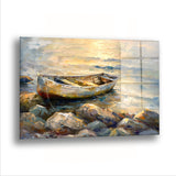 Taşlardaki Kayık - Cam Tablo