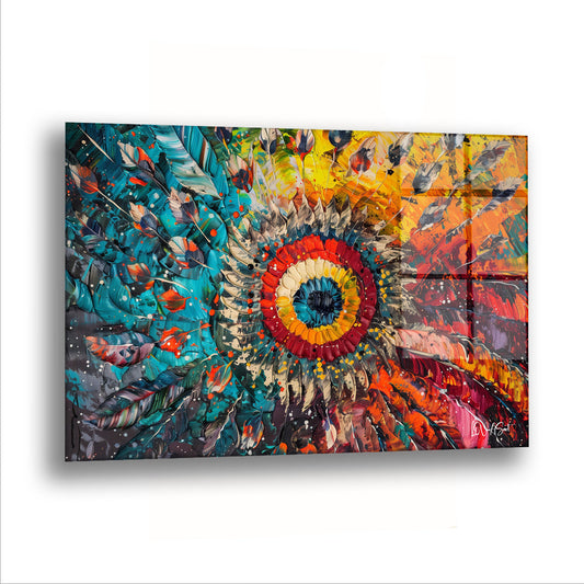 Tavus Kuşu Deseni - Cam Tablo