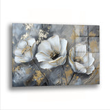 Üç Güzel Çiçekler - Cam Tablo