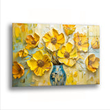 Vazoda Büyük Çiçekler - Cam Tablo