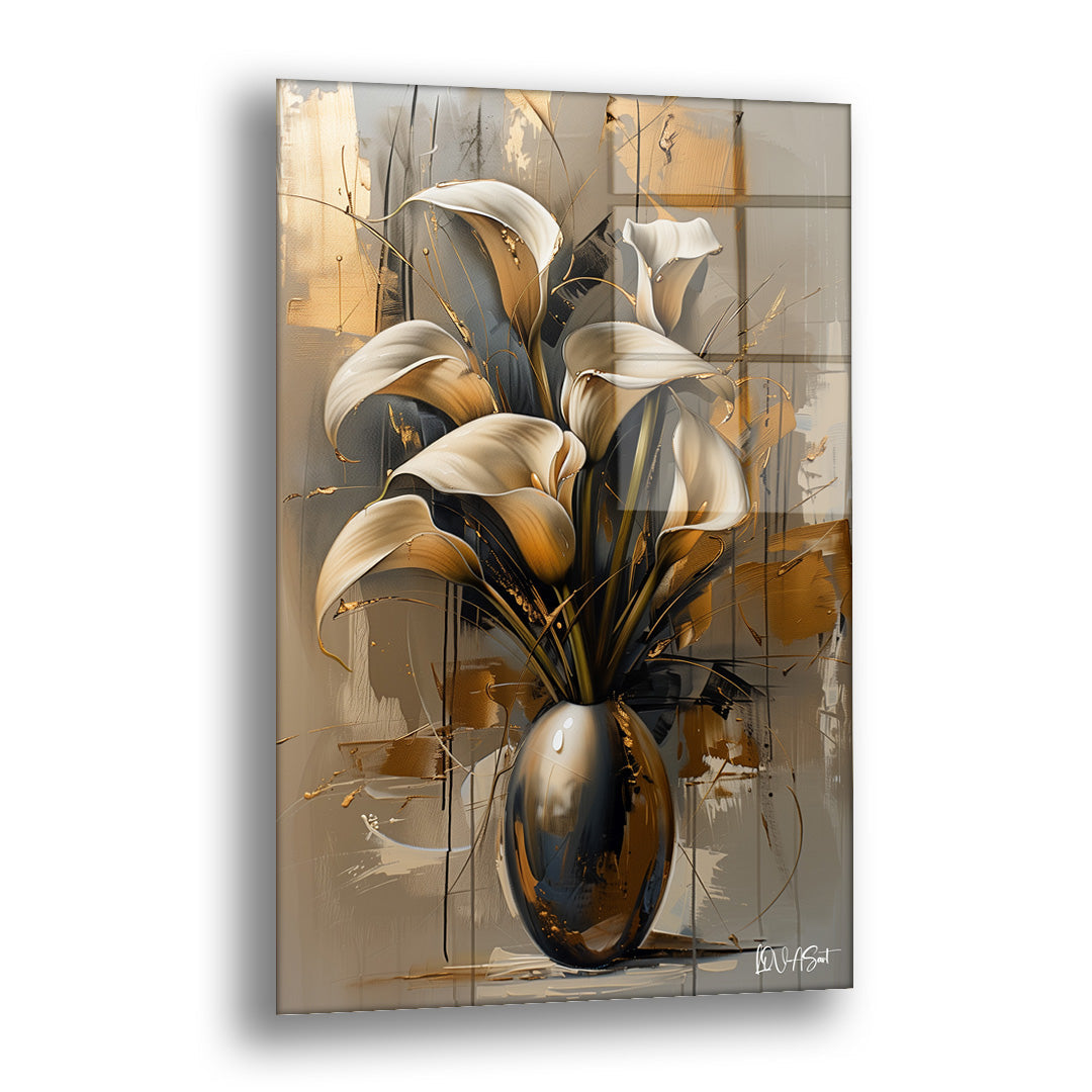 Vazodaki Bronz Renkler - Cam Tablo