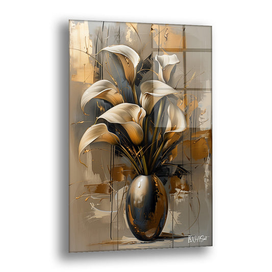 Vazodaki Bronz Renkler - Cam Tablo