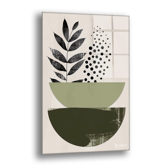 Yağ Yeşili Betimleme - Cam Tablo