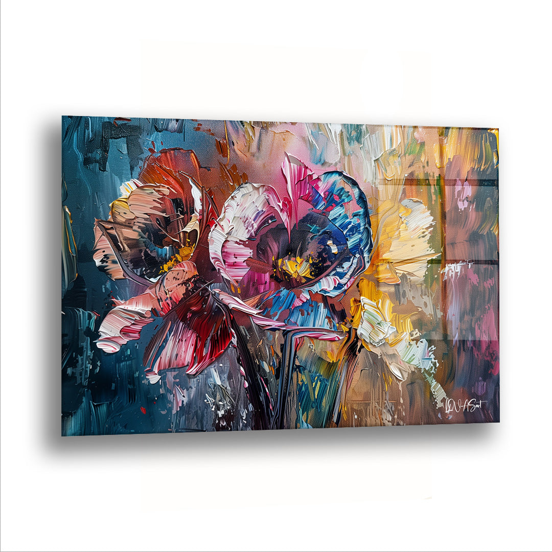 Çiçeğin Renk Karışımı - Cam Tablo
