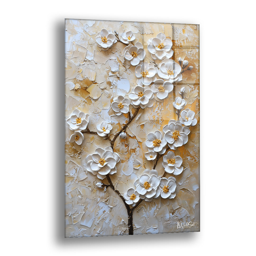 Çiçek Açmış Dallar - Cam Tablo