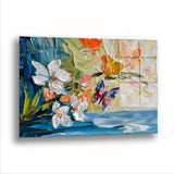 Çiçekler ve Küçük Kelebek - Cam Tablo