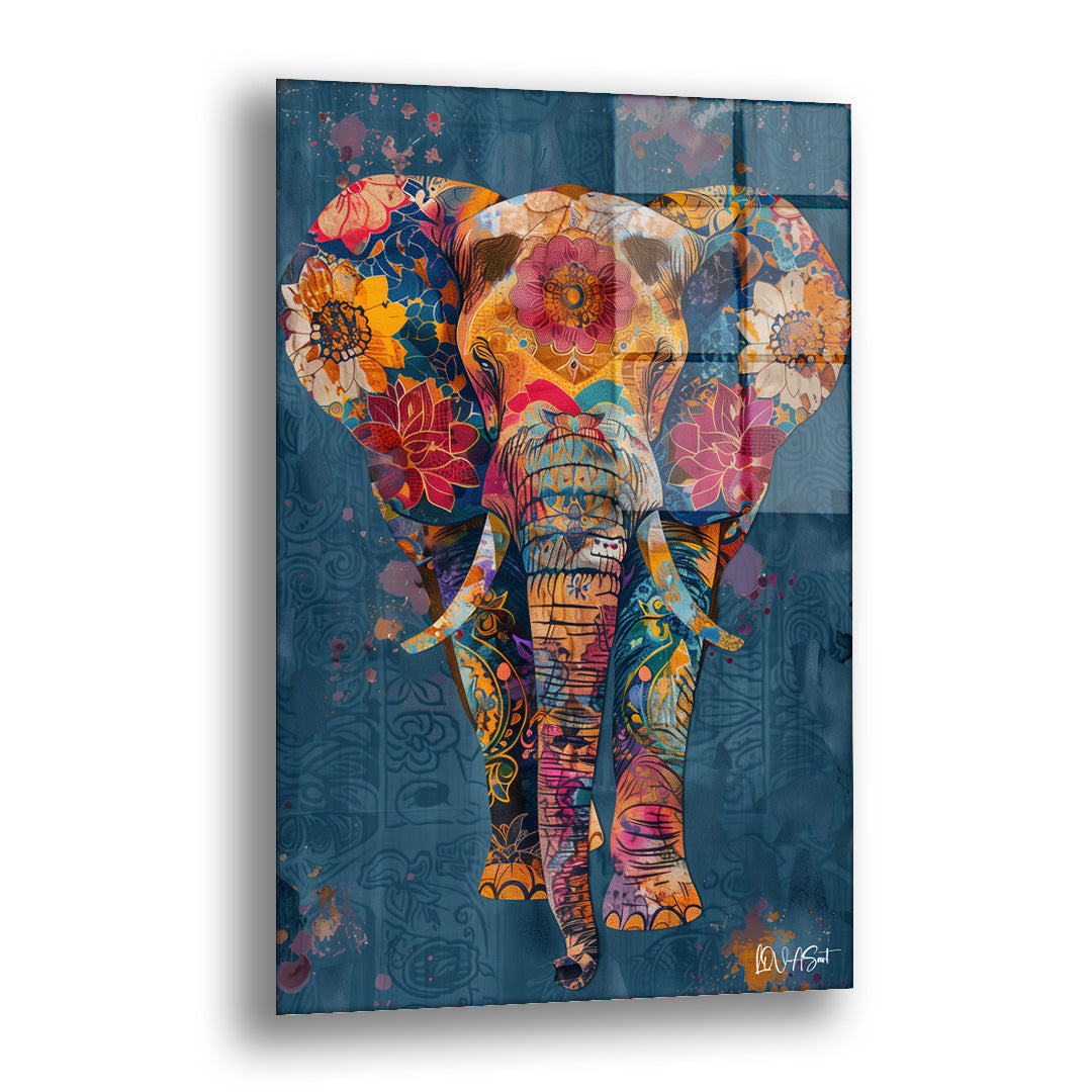Çiçekleşmiş Fil - Cam Tablo