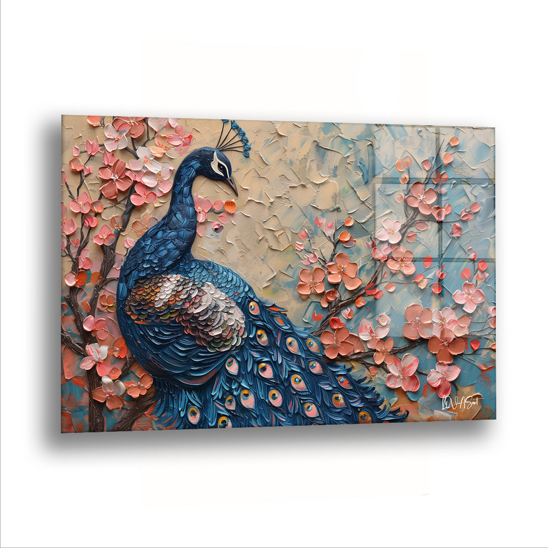 Daldaki Tavus Kuşu - Cam Tablo