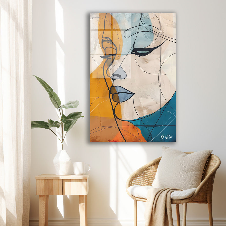 Abstract Kadın 2 cam tablo — duvarda dekorasyon görünümü