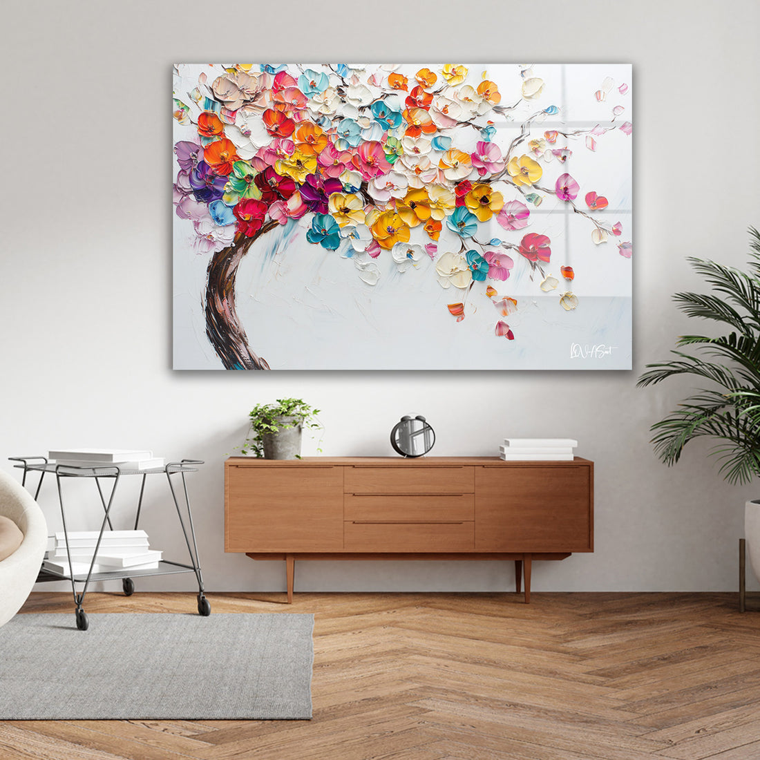 Abstract Renkli cam tablo — farklı açıdan görünüm