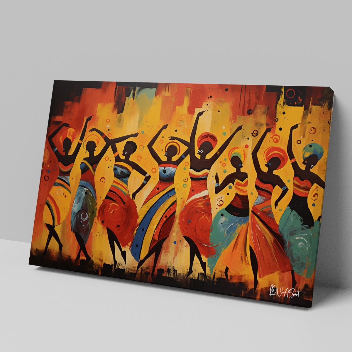Afrikalı Dansçılar kanvas tablo — duvarda dekorasyon görünümü