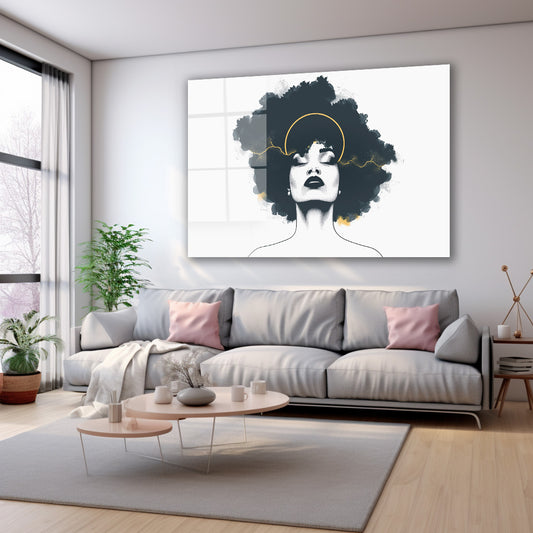 Afro Silüet cam tablo — farklı açıdan görünüm