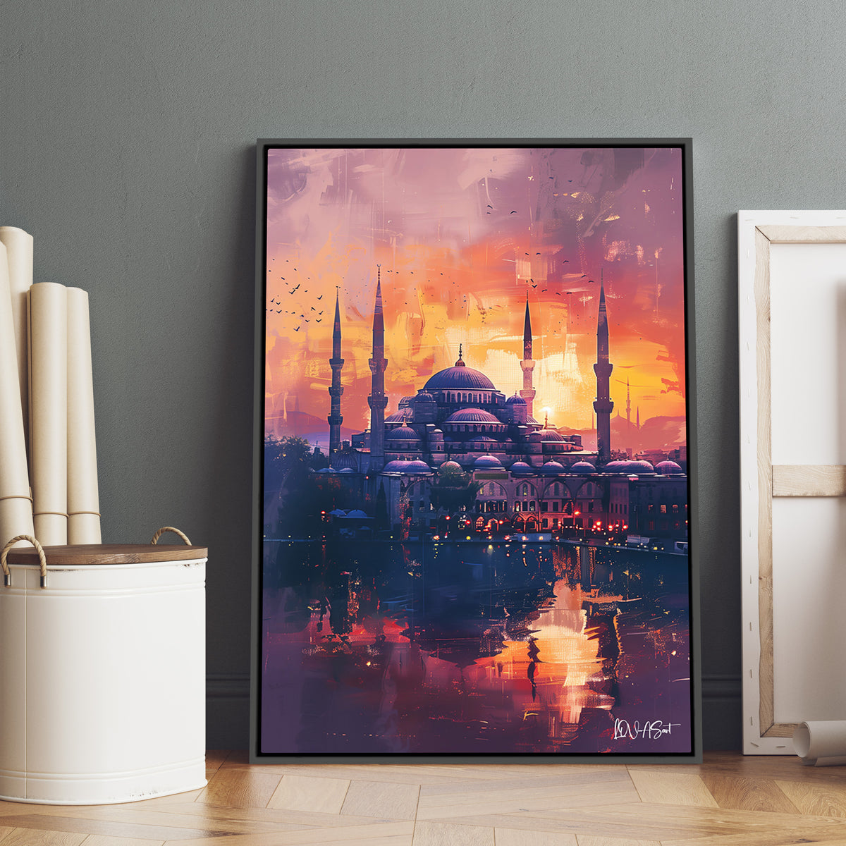 Alacakaranlık Camii - Kalın Metal Çerçeveli Kanvas Tablo