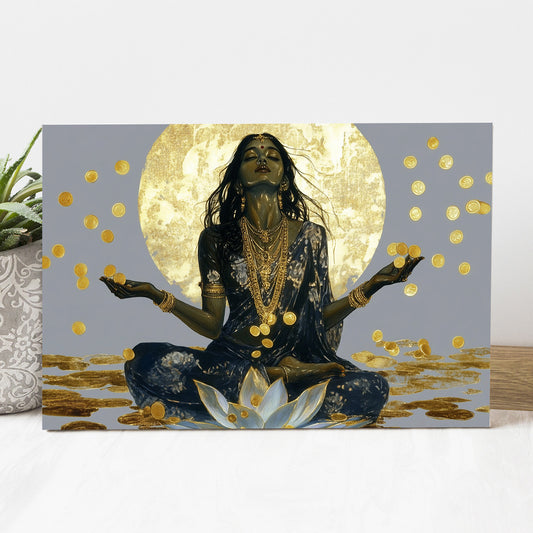 Altın Ay Meditasyonu kanvas tablo — iç mekân uygulama örneği