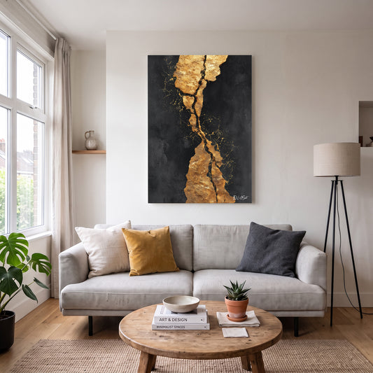 Altın Çatlak kanvas tablo — duvarda dekorasyon görünümü