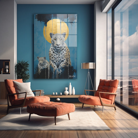 Altın Halkalı Leopar cam tablo — farklı açıdan görünüm