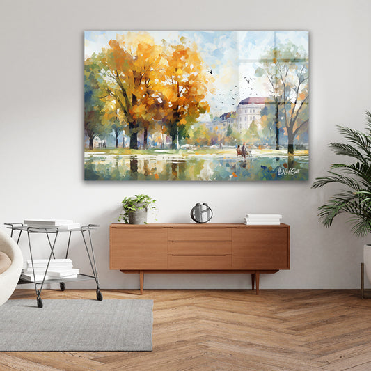 Altın Işıklı Park cam tablo — farklı açıdan görünüm
