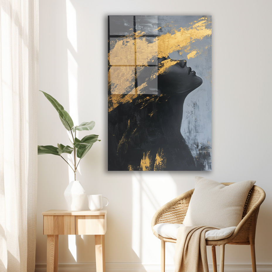 Altın Işıkta Silüet cam tablo — duvarda dekorasyon görünümü