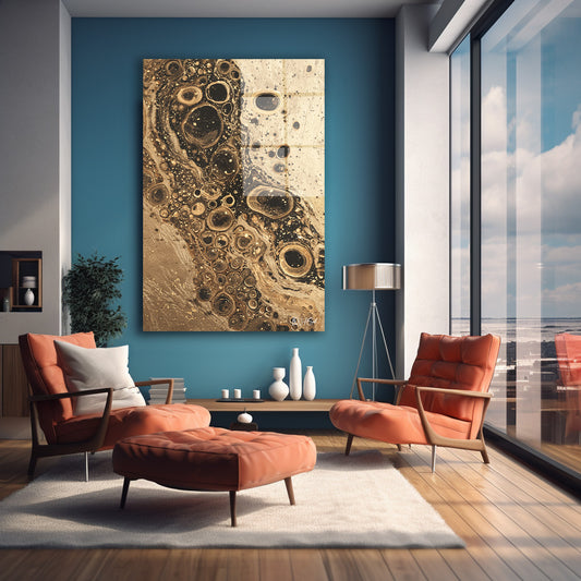 Altın Kabarcıklar cam tablo — farklı açıdan görünüm
