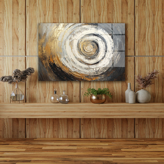 Altın Kahve Spiral cam tablo — farklı açıdan görünüm