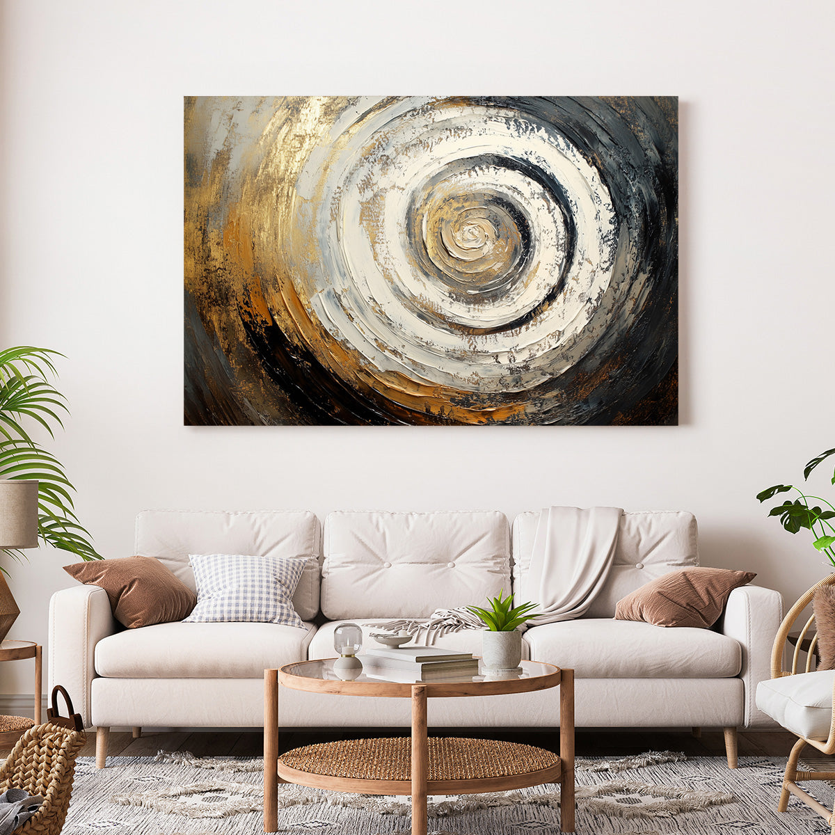 Altın Kahve Spiral kanvas tablo — farklı açıdan görünüm