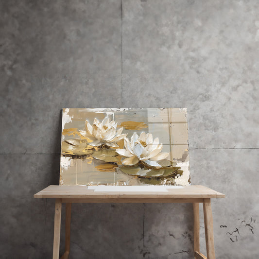 Altın Lotus 2 cam tablo — farklı açıdan görünüm