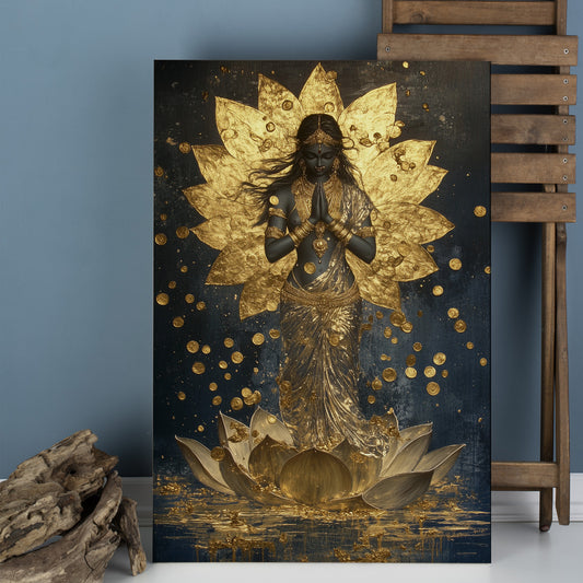Altın Lotus Meditasyonu kanvas tablo — farklı açıdan görünüm