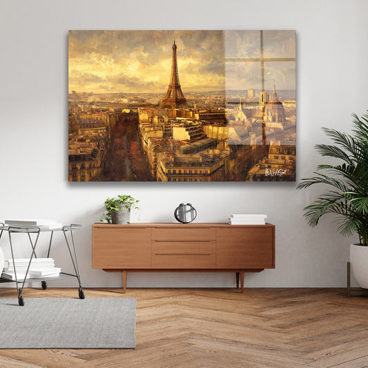 Altın Paris Çatıları cam tablo — iç mekân uygulama örneği