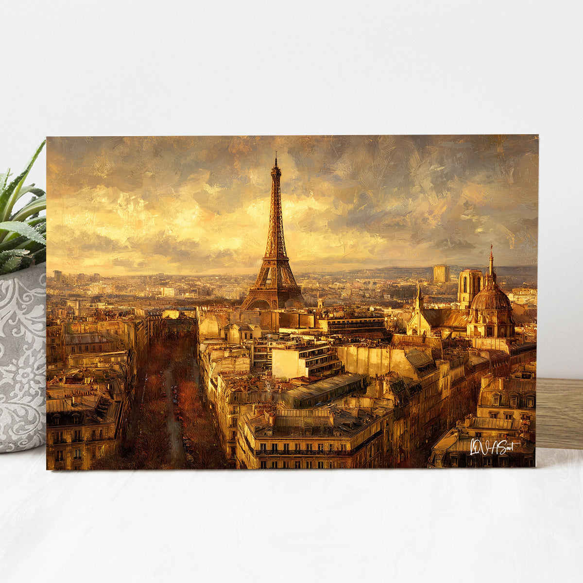 Altın Paris Çatıları kanvas tablo — farklı açıdan görünüm