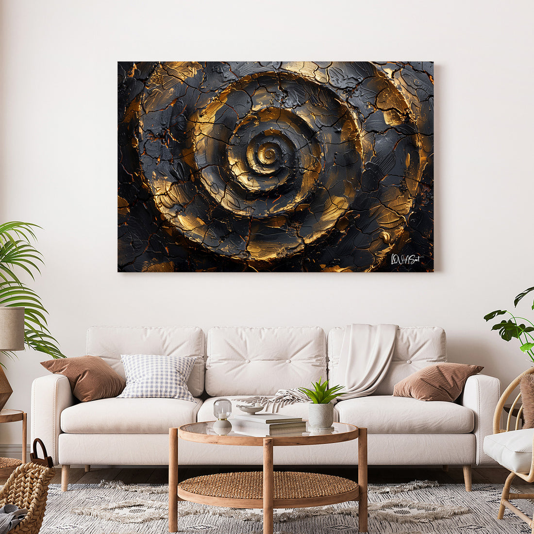 Altın Siyah Spiral kanvas tablo — farklı açıdan görünüm