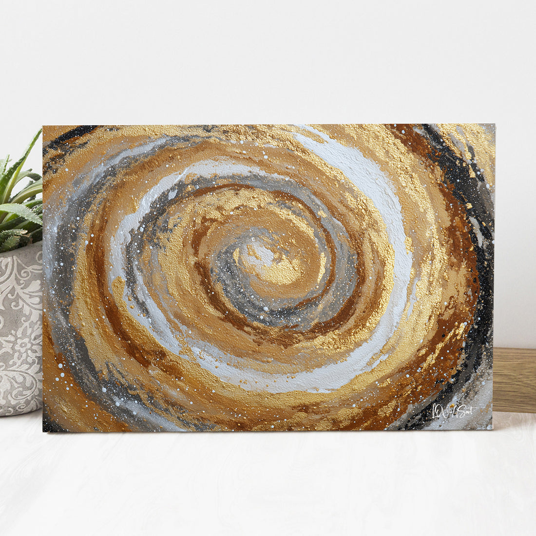 Altın Spiral 2 kanvas tablo — farklı açıdan görünüm