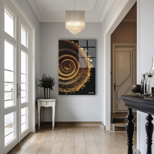 Altın Spiral 3 cam tablo — iç mekân uygulama örneği