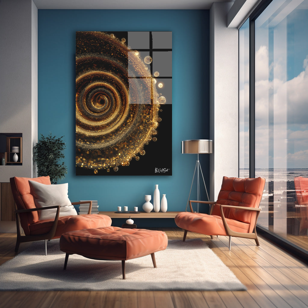 Altın Spiral 3 cam tablo — farklı açıdan görünüm