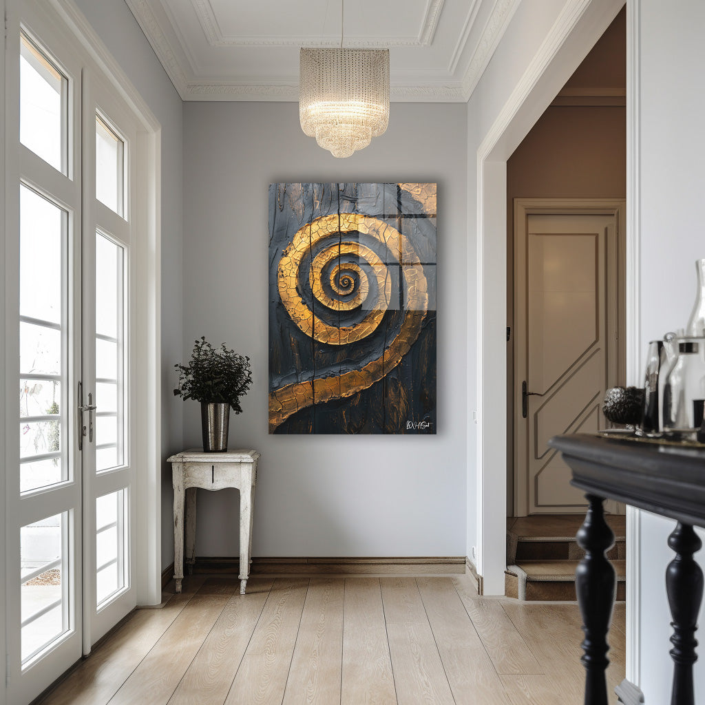 Altın Spiral 4 cam tablo — iç mekân uygulama örneği
