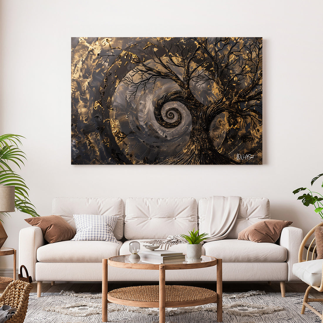 Altın Spiral Ağaç kanvas tablo — farklı açıdan görünüm
